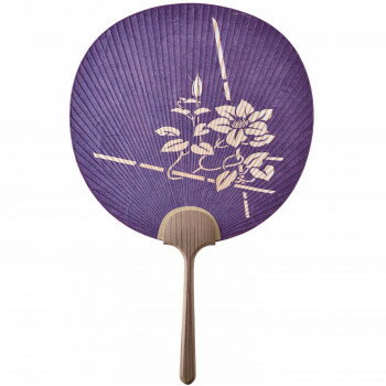 日本製(MADE IN JAPAN) うちわ 御所 (紫) 片面透かし 2071【お寄せ品、返品キャンセル不可。欠品終売時連絡あり】