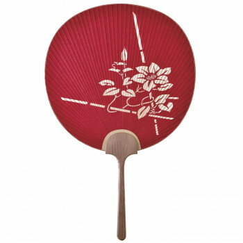 日本製(MADE IN JAPAN) うちわ 御所 (赤) 片面透かし 2072【お寄せ品、返品キャンセル不可。欠品終売時連絡あり】