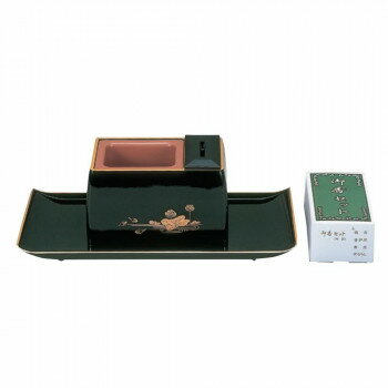 焼香盆セット 御香セット付 5.0寸/小 黒(フチ金) 蓮 3805850201091【お寄せ品、返...