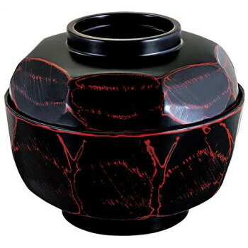塑胶制品 - 福井クラフト　5寸荒彫亀甲丸丼曙内黒(蓋親) 42010750【お寄せ品、返品キャンセル不可。欠品終売時連絡あり】