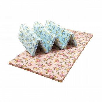 【直送品】越後ふとん　軽量硬質コンパクト六ツ折マットレス(4cm厚)　シングル　97×195cm　ピンク系・1..