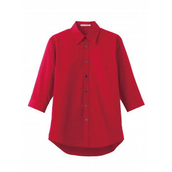 ボンマックス FB4528U ブロードレギュラーカラー七分袖シャツ レッド (3) サイズ:SS FACEMIX【お寄せ品、返品キャンセル不可。欠品終売時連絡あり】