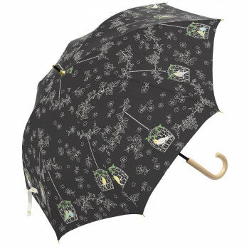 【メーカー直送（大型）】三国 50cm 裏黒PUコーテイング 手開き 晴雨兼用傘 インコと鳥かご ブラック S1520502【お寄せ品、返品キャンセル不可。欠品終売時連絡あり】