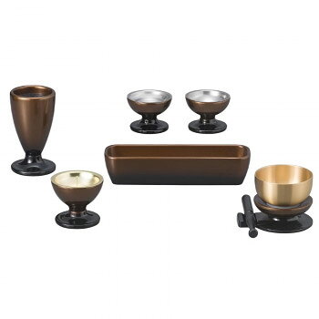 【直送品】このは6具足 角香炉セット(りんセット付) コハクボカシ 大【お寄せ品、返品キャンセル不可。欠品終売時連絡あり】