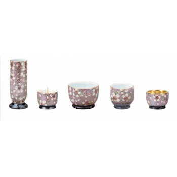 庵 五具足 有田焼 桜ろまん 32y30000h9072【お寄せ品、返品キャンセル不可。欠品終売時連絡あり】