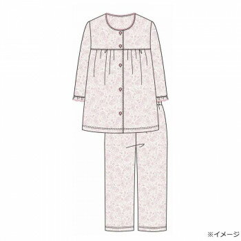 Cotton - ギャルソンヌ　レディスパジャマ　綿100％　天竺　花ペイズリー柄　切り替え　なし7分袖　ピンク　161036　Lサイズ【お寄せ品、返品キャンセル不可。欠品終売時連絡あり】