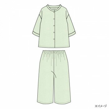 ギャルソンヌ　レディスパジャマ　綿100％　楊柳ガーゼ　無地　七分袖シャツ　グリーン　261016　Mサイズ【お寄せ品、返品キャンセル不可。欠品終売時連絡あり】