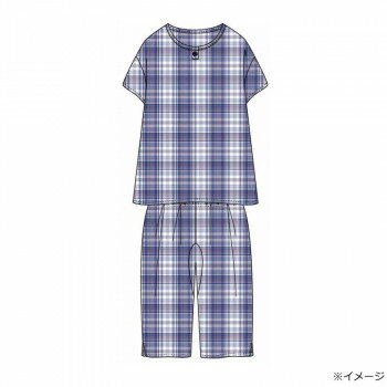 Cotton - ギャルソンヌ　レディスパジャマ　楊柳生地　マドラスチェック　ステテコスーツ　ネイビー　271556　LLサイズ【お寄せ品、返品キャンセル不可。欠品終売時連絡あり】
