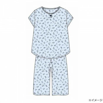 Cotton - ギャルソンヌ　レディスパジャマ　楊柳生地　チェリー柄　ステテコスーツ　ネイビー　271586　LLサイズ【お寄せ品、返品キャンセル不可。欠品終売時連絡あり】