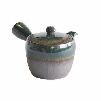 B-7463 急須 2.0号千筋(織部巻) 萬古焼【お寄せ品、返品キャンセル不可。欠品終売時連絡あり】