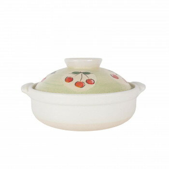 M0014 フルーツさくらんぼ8号鍋 萬古焼【お寄せ品、返品キャンセル不可。欠品終売時連絡あり】