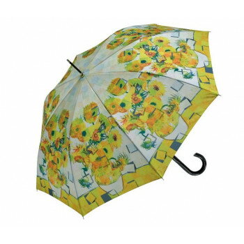 名画モザイクアートシリーズ～木製ジャンプ傘～ ゴッホ「ひまわり」 AM-02601【お寄せ品、返品キャンセル不可。欠品終売時連絡あり】