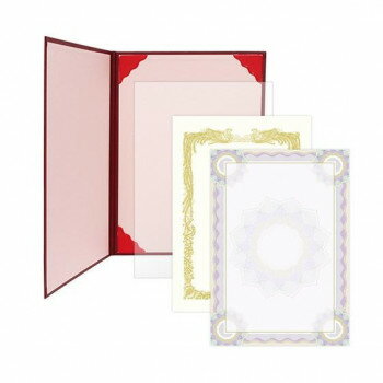 タカ印 証書ファイル A4 レザー調 証書用紙入り 濃緋紅 10-6100【お寄せ品、返品キャンセル不可。欠品終売時連絡あり】