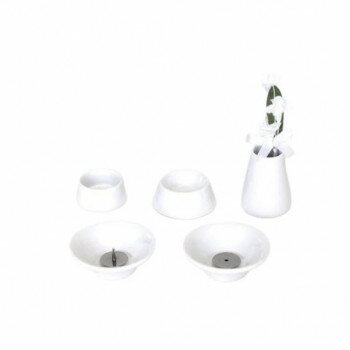 【直送品】ペット仏具 仏具8点セット 陶器 ホワイト 060024【お寄せ品、返品キャンセル不可。欠品終売時連絡あり】