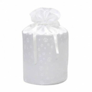 【直送品】ペット供養 骨壺袋(足跡柄) ホワイト 6寸 4入 060570【お寄せ品、返品キャンセル不可。欠品終売時連絡あり】