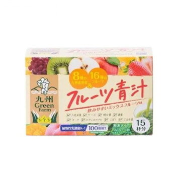※代引き不可 同梱不可※北海道、沖縄、離島送料は別途お見積り。※手配完了後は、ご注文キャンセルを承る事が出来ません。指定日可能の表示以外の商品はご指定日不可です。メーカーより取り寄せ商品のため、在庫状況によっては欠品・廃盤の可能性があります。あらかじめご了承ください。美容に気を遣う女性の朝食やデザート、野菜が苦手なお子様のおやつにもおすすめです。1杯分ずつ個包装してあるので、量る手間もありません。ミックスフルーツ味なので、水に溶かすだけでもおいしくお召し上がりいただけます。【お召し上がり方】健康補助食品として1日1〜2袋を目安に1袋を約80〜100ml程度の水またはぬるま湯、牛乳等によく溶かしてお召し上がりください。※本品は、食品ですのでお召し上がりいただく量や方法についての特別な定めはありません。※本品は、農産物を使用しておりますので、収穫時期などにより色・味のばらつきがございますが、品質には問題ありません。※原材料をご参照の上、食物アレルギーのある方は、お召し上がりにならないでください。※本品は、食品でありますが、体調や体質によりまれに合わない場合があります。その場合は、飲用を中止してください。※開封後は、お早めにお召し上がりください。※食生活は、主食、主菜、副菜を基本に、食事のバランスを。※パッケージデザインを予告なく変更する場合がございます。ご了承ください。商品区分健康食品内容量45g(3g×15袋)サイズ個装サイズ：19×41×30cm重量個装重量：2520g仕様8種類の九州産野菜:大麦若葉、ケール、明日葉、桑葉、ゴーヤ、ボタンボウフウ、ごぼう、ごま若葉16種類のフルーツ果汁:りんご、洋ナシ、グレープフルーツ、パッションフルーツ、レモン、赤ブドウ、ストロベリー、パイナップル、マンゴー、ライチ、オレンジ、キウイフルーツ、もも、ブルーベリー、クランベリー、ラズベリー美容成分:りんご繊維(セラミド含有)、プラセンタ、エラスチン、プロテオグリカン75種類の素材を発酵させた酵素植物性乳酸菌K-1:100億個配合賞味期間：製造日より720日セット内容3g×15包×24個入生産国日本・広告文責（有限会社パルス・048-551-7965）栄養成分【1袋(3gあたり)】植物性乳酸菌K-1:100億個、りんご繊維(セラミド含有):62mg、豚プラセンタエキス末:22mg、豚エラスチン:3mg、プロテオグリカン含有サケ鼻軟骨抽出物:3mg原材料名称：大麦若葉加工食品還元麦芽糖(国内製造)、大麦若葉粉末、ケール粉末、抹茶、クマ笹粉末、りんご繊維(セラミド含有)、粉末豆乳(マルトース、豆乳)、マルトデキストリン、果汁混合粉末(マルトデキストリン、りんご果汁、洋ナシ果汁、グレープフルーツ果汁、パッションフルーツ果汁、レモン果汁、赤ブドウ果汁、ストロベリー果汁、パイナップル果汁、マンゴー果汁、ライチ果汁、オレンジ果汁、キウイフルーツ果汁、モモ果汁、ブルーベリー果汁、クランベリー果汁、ラズベリー果汁)、さとうきび食物繊維粉末、豚プラセンタエキス粉末、植物発酵エキス(黒砂糖、キャベツ、イチゴ、その他)、スピルリナ、ごま若葉粉末、明日葉粉末、ゴーヤ粉末、桑葉粉末、ごぼう粉末、生姜粉末、ボタンボウフウ粉末、植物性乳酸菌(殺菌)、デキストリン、プロテオグリカン含有サケ鼻軟骨抽出物(デキストリン、サケ鼻軟骨抽出物)、豚エラスチン/香料、酸味料、甘味料(スクラロース)、(一部に大豆・りんご・豚肉・ごま・さけ・オレンジ・キウイフルーツ・ももを含む)保存方法直射日光・高温多湿を避けて保存してください。製造（販売）者情報【販売者】株式会社新日配薬品佐賀県鳥栖市永吉町598-22【製造者】九州薬品工業(株)第2工場佐賀県鳥栖市永吉町598-22fk094igrjs