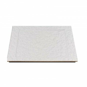 福井クラフト　尺0角炉縁前菜盛皿ホワイトアクア渕金 15007120【お寄せ品、返品キャンセル不可。欠品終..