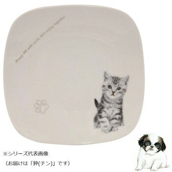 わんコレ スクエアプレート(大) 狆(チン) wa-psql-S46【お寄せ品、返品キャンセル不可。欠品終売時連絡あり】