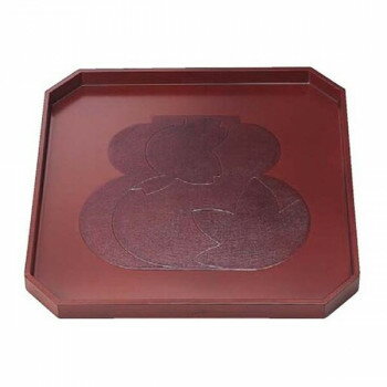 福井クラフト　木)7.5寸隅切盆瓢春秋根来 50407430【お寄せ品、返品キャンセル不可。欠品終売時連絡あり】