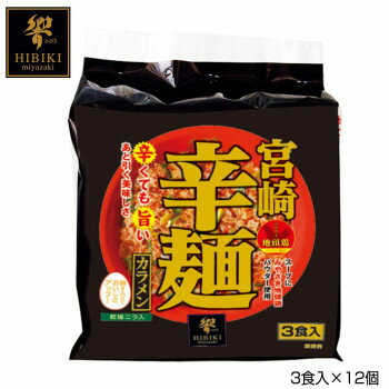 【直送品】宮崎辛麺 (即席麺) 3食入×12個 R3【お寄せ品、返品キャンセル不可。欠品終売時連絡あり】