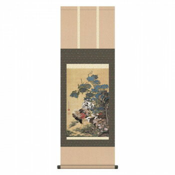 Other - 伊藤若冲 尺三掛軸 紫陽花双鶏図【お寄せ品、返品キャンセル不可。欠品終売時連絡あり】