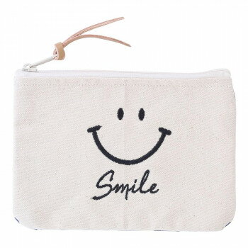 ポーチ 刺繍スマイル ナチュラル 14219000178【お寄せ品、返品キャンセル不可。欠品終売時連絡あり】