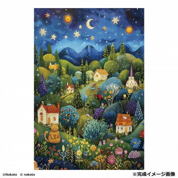 ビバリー ジグソーパズル 星降る夜の子守唄〜猫たちが見守る花咲く村〜 1000ピース 1000-132【お寄せ品、返品キャンセル不可。欠品終売時連絡あり】