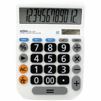 HDH 電卓 12桁 大型 くっきり見やすい数字 シンプル電卓 HDC-Y03 ホワイト【お寄せ品、返品キャンセル不可。欠品終売時連絡あり】 HDH 電卓 12桁 大型 くっきり見やすい数字 シンプル電卓 HDC-Y03 ホワイト【お寄せ品、返品キャンセル不可。欠品終売時連絡あり】