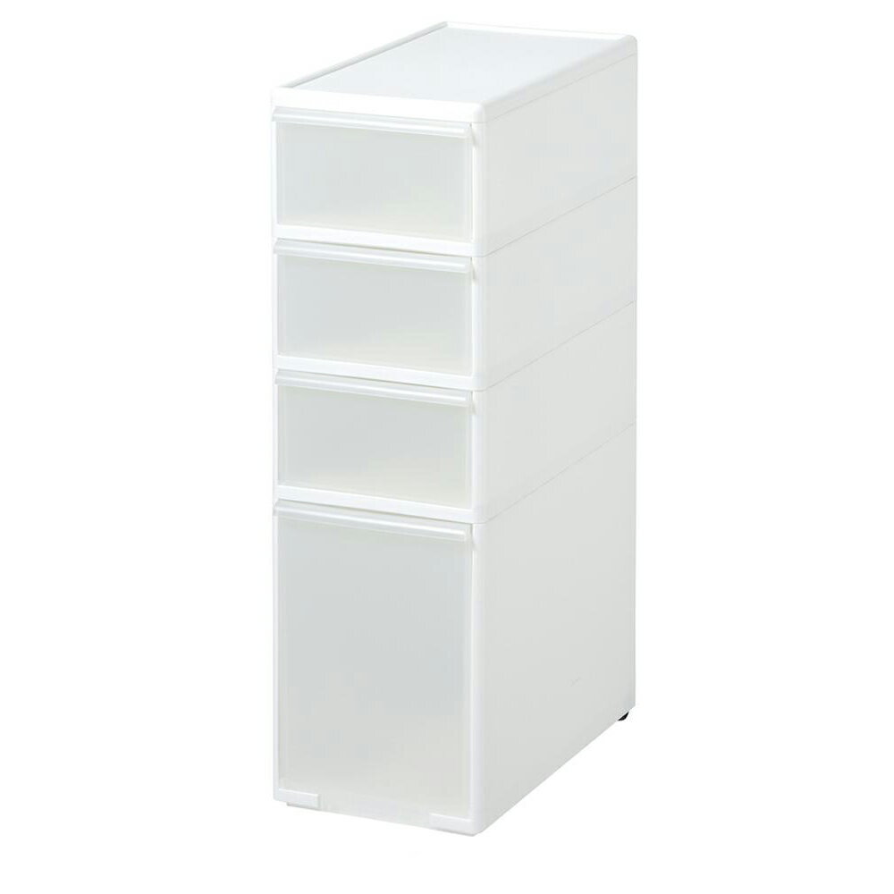 【直送品】吉川国工業所　収納ストッカー　スリムストレージ ミディストッカー　4段　幅25.5cm　(コロ..