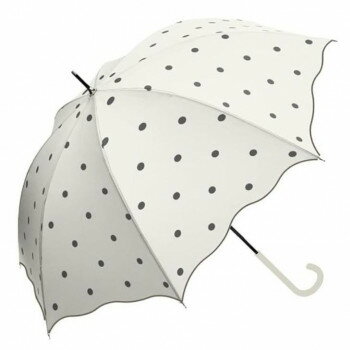 Waterfront サンシェイドロング 長傘 55cm ドット ホワイト S155-1133WH2-BF【お寄せ品、返品キャンセル不可。欠品終売時連絡あり】