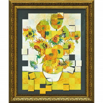 名画モザイクアート 〜アートフレーム〜 Mサイズ ゴッホ「ひまわり」 AM-09001【お寄せ品、返品キャン..