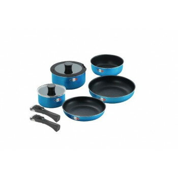 「ジャンヌ・エコール」着脱ハンドル鍋5点セット　JE-125【お寄せ品、返品キャンセル不可。欠品終売時..