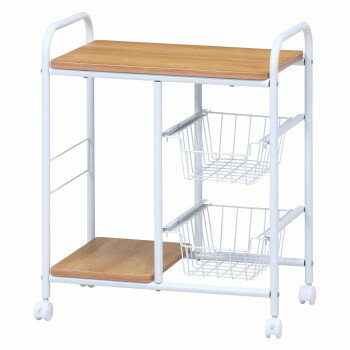 不二貿易 C/D:15424 キッチンワゴン FBC-02-1 WH/NA 15424【お寄せ品、返品キャンセル不可。欠品終売時連絡あり】