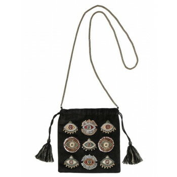 【メール便】 東京かんかん イーブルアイビーズ刺繍巾着バッグ ブラック M42-2052BK【お寄せ品、返品キャンセル不可。欠品終売時連絡あり】