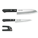 燕熟の技 三徳包丁 165mm & ペティナイフ 135mm & ミニ砥ぎ器 EJH-400【お寄せ品、返品キャンセル不可。欠品終売時連絡あり】
