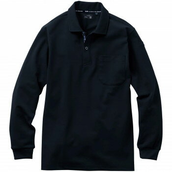 桑和 7325-50 長袖ポロシャツ(胸ポケット付き) Lサイズ ブラック(4) G.G.【お寄せ品、返品キャンセル不可。欠品終売時連絡あり】