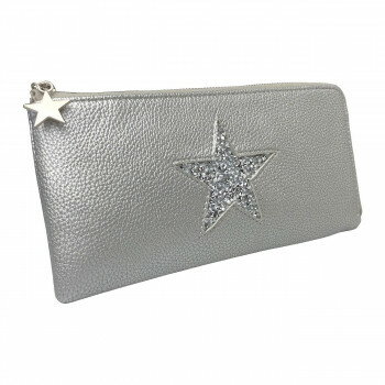 【メール便】 Pisoraro(ピソラロ) スタージェリー Lファスナー長財布 シルバー PR85【お寄せ品、返品キャンセル不可。欠品終売時連絡あり】