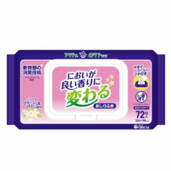 80604 日本製紙クレシア アクティ楽ケア 良い香りに変わるおしりふき 72枚入 824604【お寄せ品、返品キ..