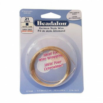 【メール便】 Beadalon(ビーダロン) スクエアワイヤー ノンターニッシュブラス 0.72mm×2.5m 21【お寄せ品、返品キャンセル不可。欠品終売時連絡あり】