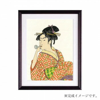 ししゅうキット　7185(ベージュ)　「日本の美」名作選　ポペンを吹く娘【お寄せ品、返品キャンセル不可。欠品終売時連絡あり】