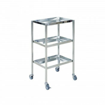 【直送品】高田ベッド製作所 3段トレー付ステンレスワゴン キャスター付き TB-747【お寄せ品、返品キャンセル不可。欠品終売時連絡あり】