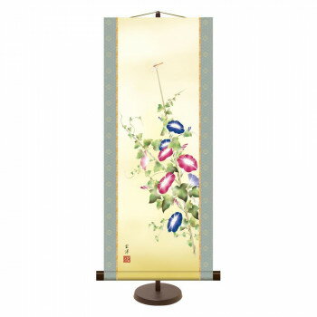 和風モダン掛 近藤玄洋 朝顔 31×75cm KM2A9-023【お寄せ品、返品キャンセル不可。欠品終売時連絡あり】