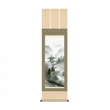挂轴 - 掛軸 鈴村秀山水墨塔景 44.5×164cm KZ2MB7-003【お寄せ品、返品キャンセル不可。欠品終売時連絡あり】