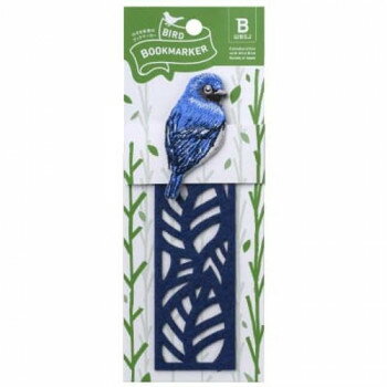 【メール便】 ヒサゴ BIRD BOOKMARKER 刺繍しおり リーフ柄 オオルリ UTN312【お寄せ品、返品キャンセル不可。欠品終売時連絡あり】