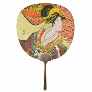 日本製(MADE IN JAPAN) 大型うちわ 歌麿 (若紫) 1336【お寄せ品、返品キャンセル不可。欠品終売時連絡..