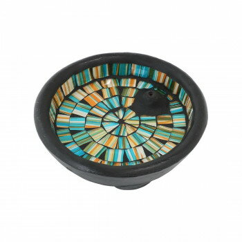 モザイクインセンスホルダー ラウンド オレンジブルー 10223841123【お寄せ品、返品キャンセル不可。欠..