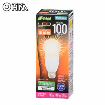 OHM LED電球 T形 E26 100形相当 電球色 LDT13L-G IS20【お寄せ品、返品キャンセル不可。欠品終売時連絡あり】