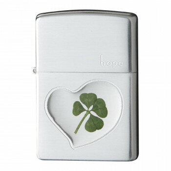 【メール便】 ZIPPO(ジッポー) オイルライター 四つ葉 本物のクローバー 銀サテーナ hope 希望 63260398【お寄せ品、返品キャンセル不可。欠品終売時連絡あり】