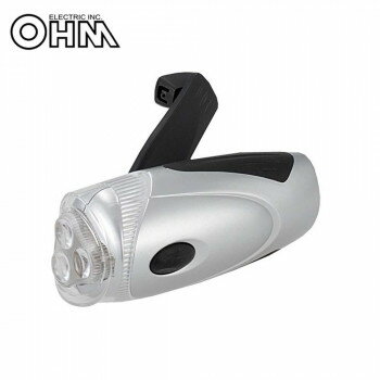 OHM ダイナモLEDライト 手回し発電 LED-D02S【お寄せ品、返品キャンセル不可。欠品終売時連絡あり】