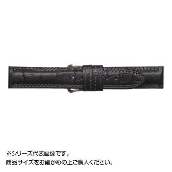 MIMOSA(ミモザ) 時計バンド IT型押ワニ 18mm ブラック (美錠:銀) CIT-A18【お寄せ品、返品キャンセル不可。欠品終売時連絡あり】